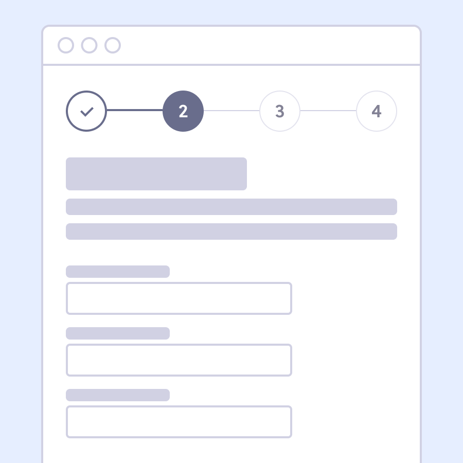 Ilustração de tela web com barra de progresso horizontal ocupando toda largura da tela.