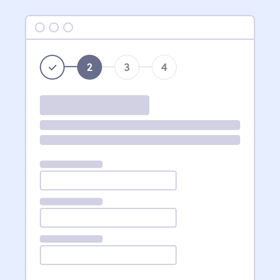 Ilustração de tela web com barra de progresso horizontal ocupando parcialmente a largura da tela.