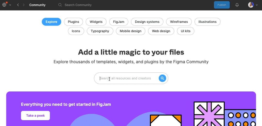 Vídeo tutorial para instalação do plugin themer no Figma. Inicia na página de
comunidade, depois é feita a busca e o plugin é localizado na aba de plugins.